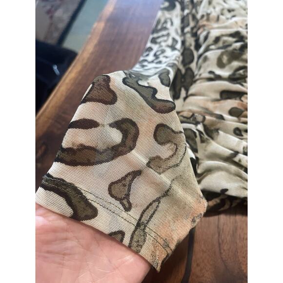 Frank Lyman jacket blazer 4 leopard ruffled mesh full zip long sleeve womens - Picture 3 of 12